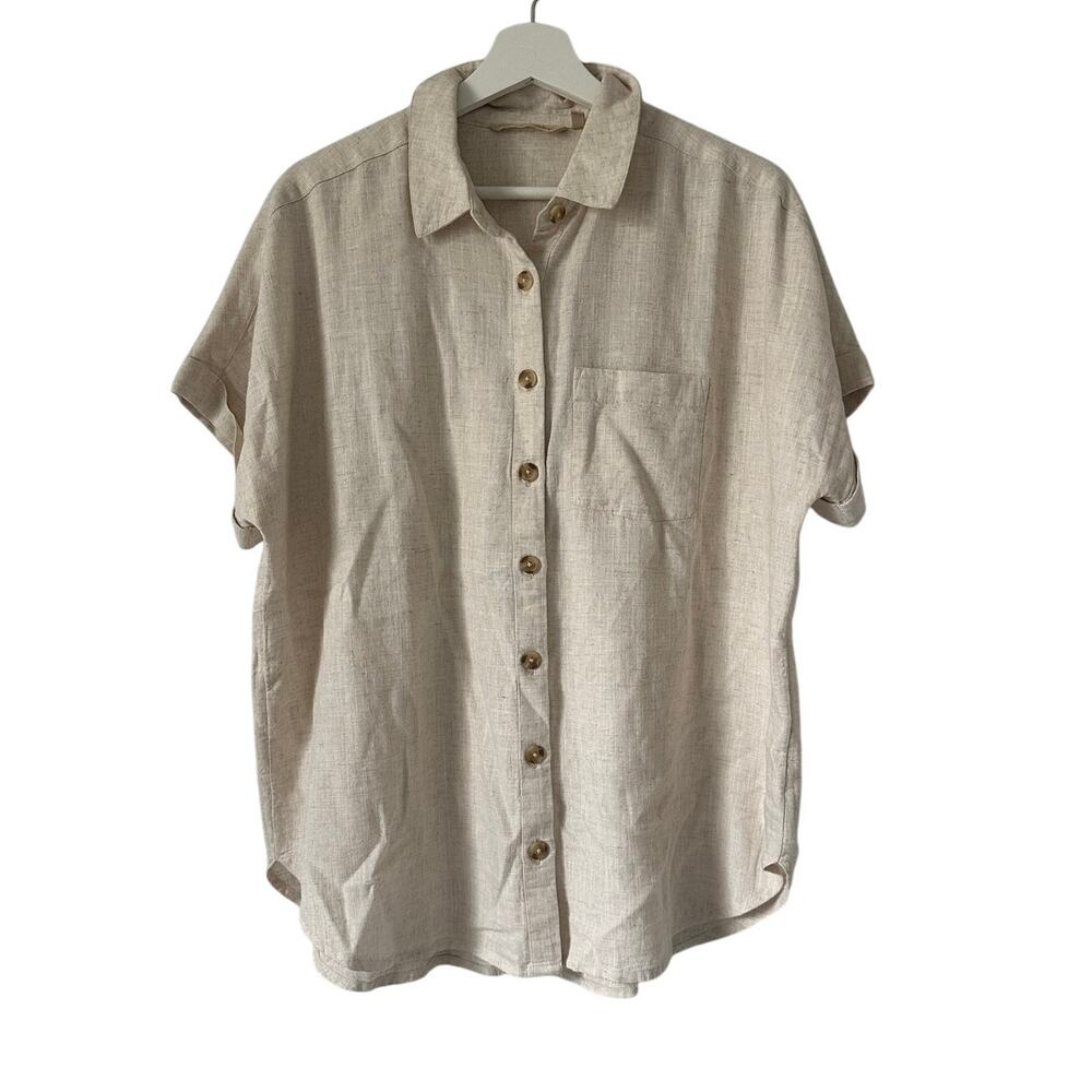 Soft Surroundings Linen Blend Blouse Beige size Medium - Picture 4 of 9
